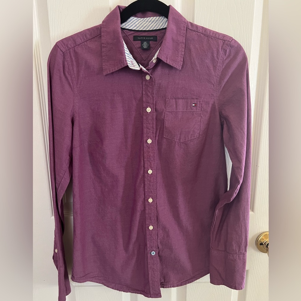 Tommy Hilfiger Plum Colored Women's Button Down (size sm)
